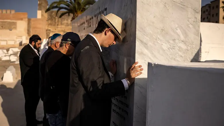 Jews pray at the Jewish cemetery of Meknes, Morocco