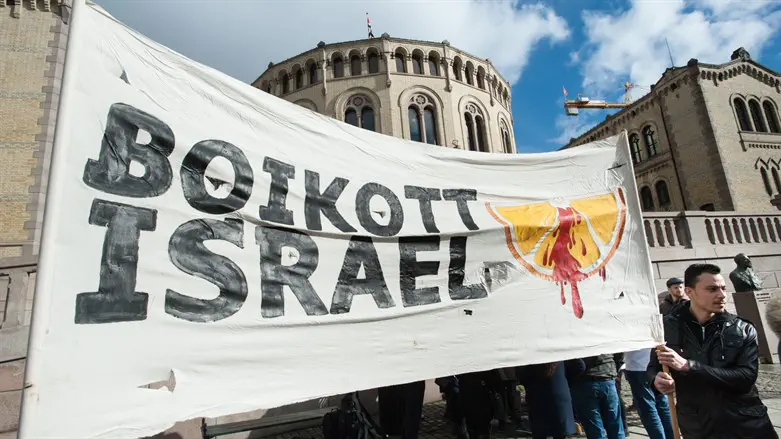 Oslo, Norway: Boycott Israel protest at parliament