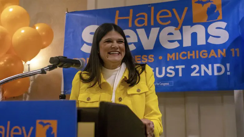 Haley Stevens celebrates the 11th District victory