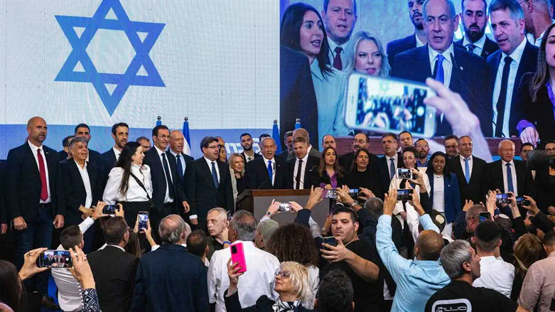 Netanyahu and MKs on election night