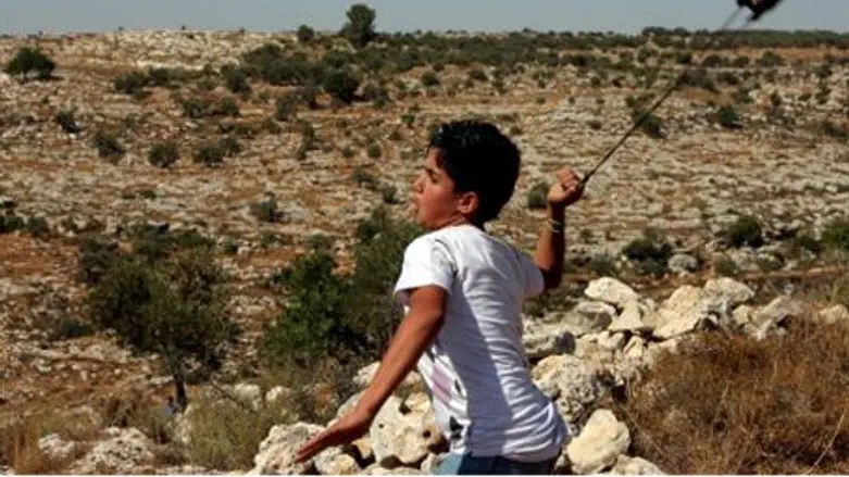 Rock-throwing Arab boy