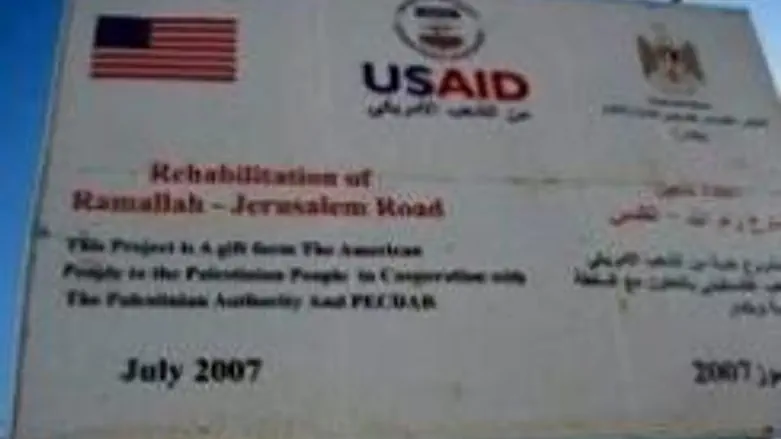 USAID Ramallah-Jerusalem road sign