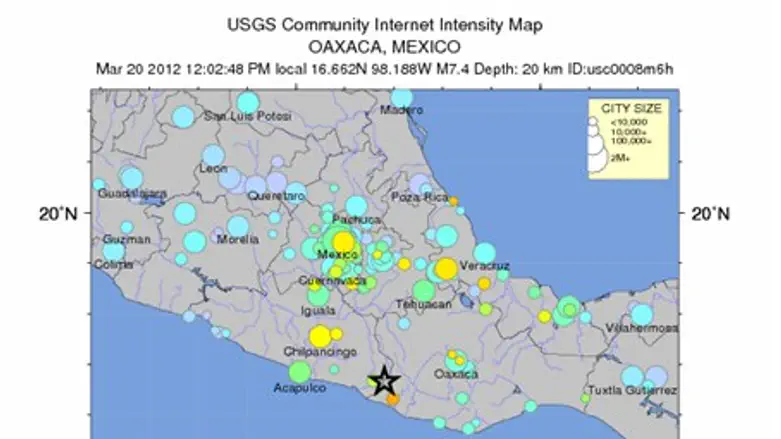 USGS Community Internet Intesnity Map - Oaxac
