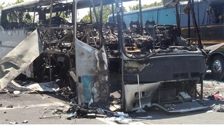 Destroyed bus  in Burgas