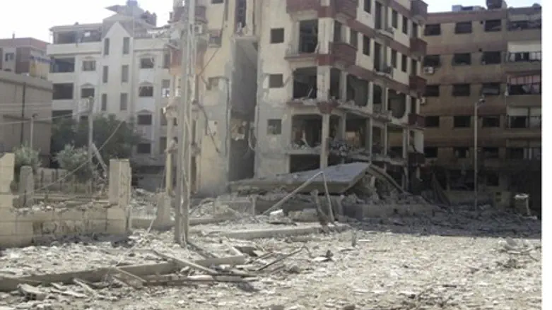 Aftermath of Syrian Air Force strike on Duma