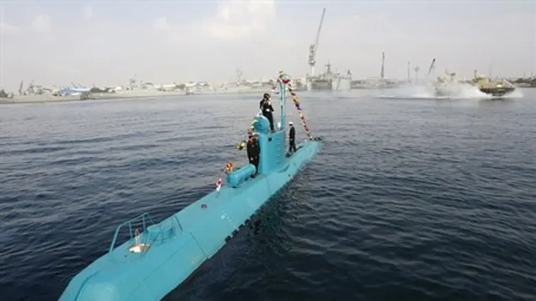 An Iranian Qadir light submarine is seen in G