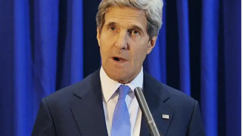 U.S. Secretary of State John Kerry at a news 