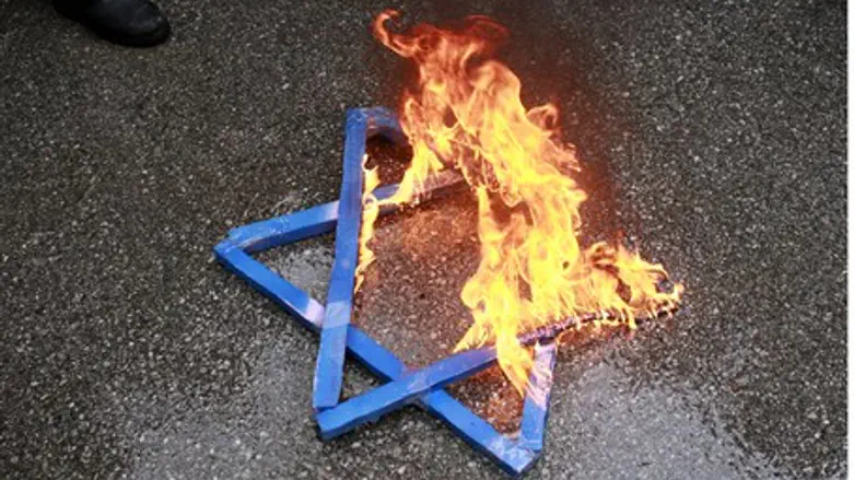 Turkish students burn a Star of David (file)