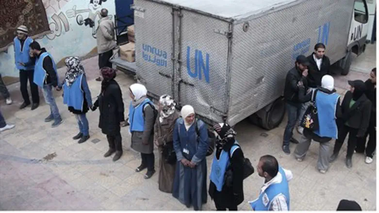UNRWA workers at the Yarmouk camp