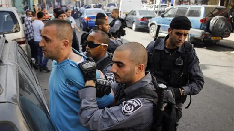 Arab rioter arrested during Jerusalem "Land D