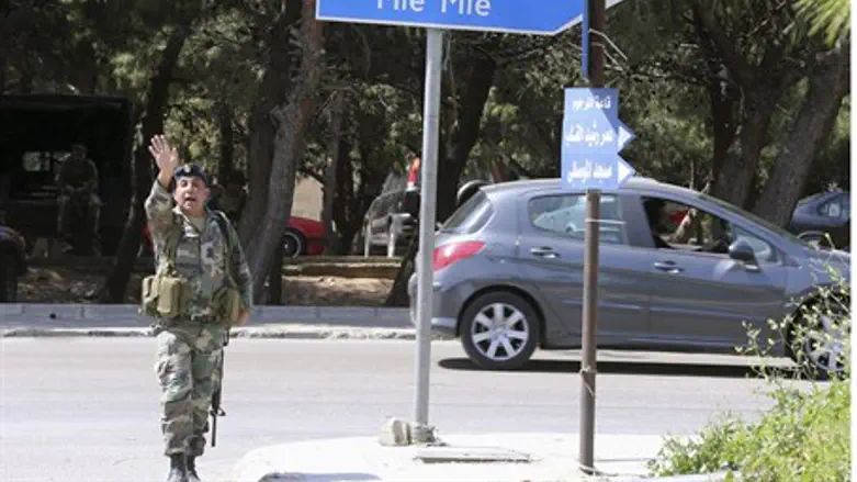 Lebanese army soldier deploys beside the Mieh