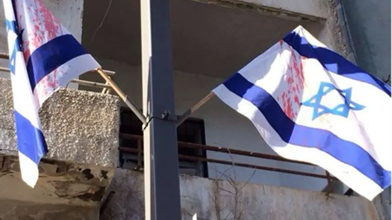 Desecrated flags in Jaffa
