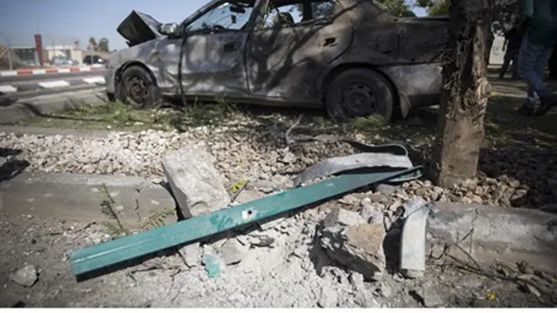 Car damaged by Gaza rocket