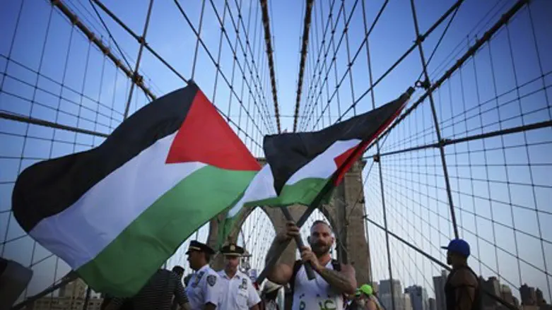 Anti-Israel protesters wave Palestinian flags