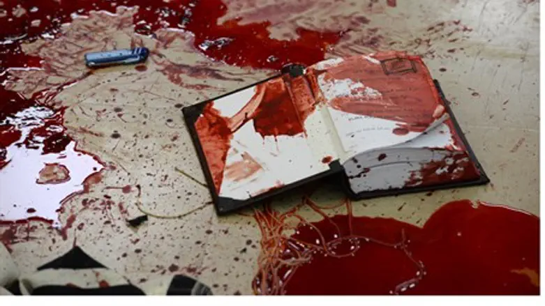 Bloodied prayer book in Har Nof attack