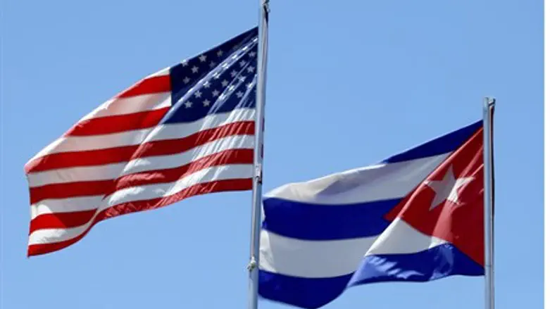 American, Cuban flags