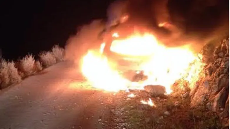 The firebombed car near Maale Shomron 