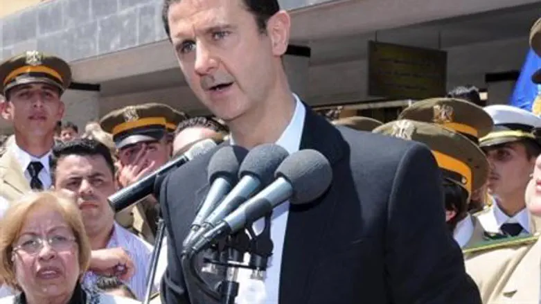 Assad addresses supporters, May 9, 2015.