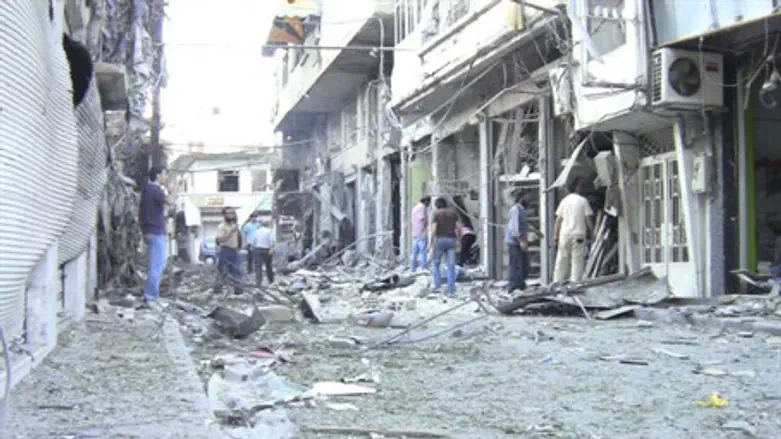Damaged buildings at Zabadani