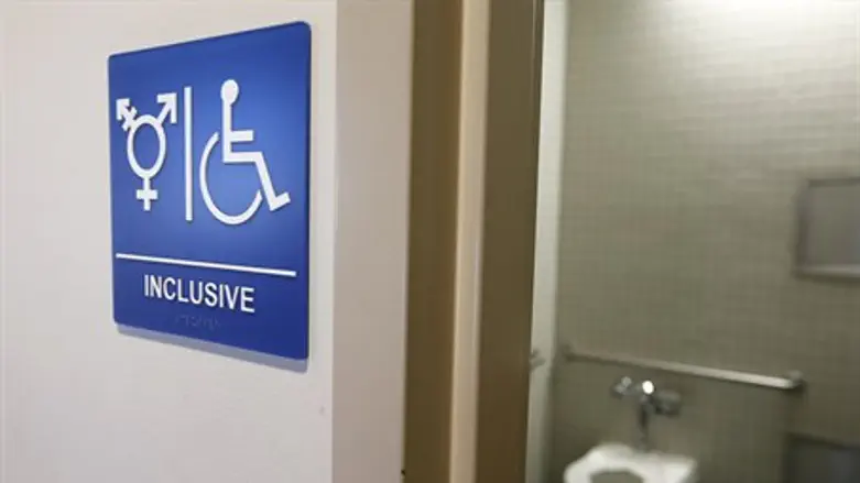 Transgender "gender-neutral" bathroom (illustration)