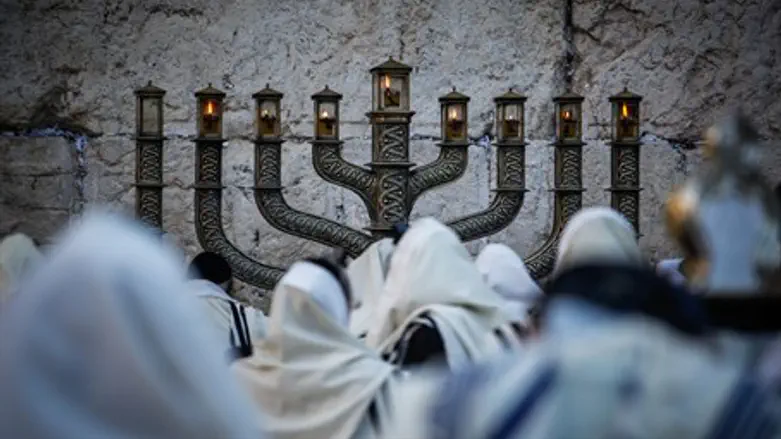 Hanukkah lighting at the Kotel - traditionally a men-only affair