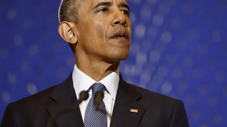 Obama delivers remarks at the Adas Israel Congregation synagogue in Washington