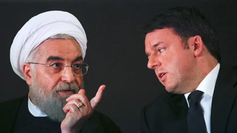 Iranian President Hassan Rouhani and Italian Prime Minister Matteo Renzi