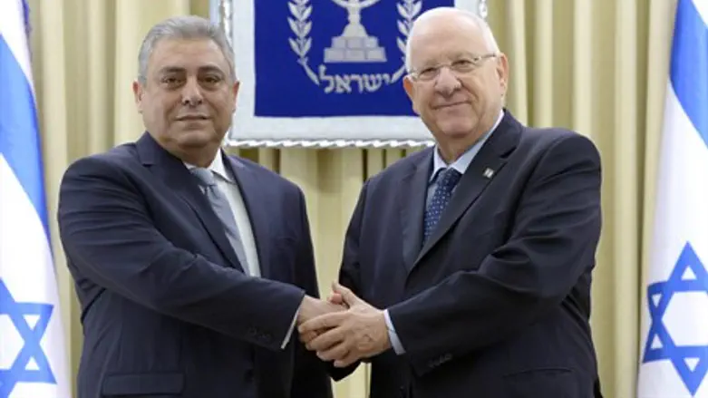 President Rivlin with Egyptian Ambassador Hazem Ahdy Khairat