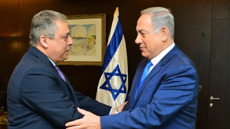 Netanyahu and Egyptian ambassador Hazem Khairat
