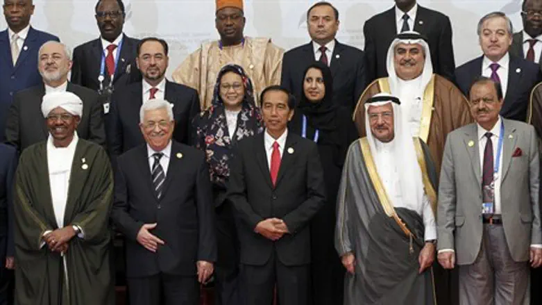 OIC summit: from bottom left Omar al-Bashir, Mahmoud Abbas, Joko Widodo