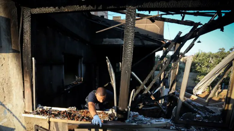 Scene of arson attack, Duma