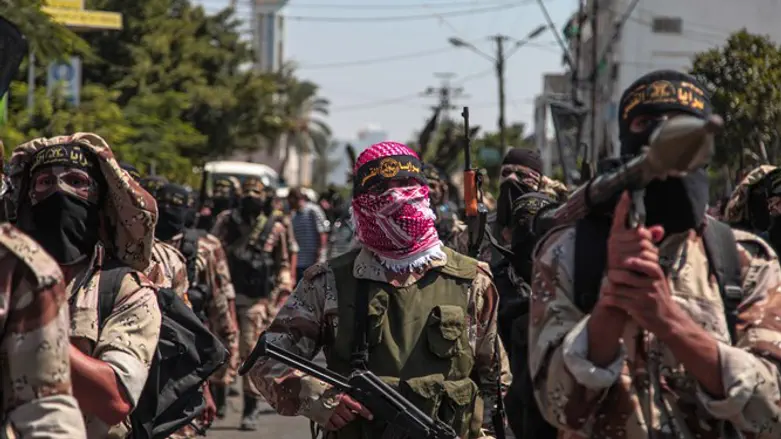 Islamic Jihad terrorists during Gaza "victory" parade