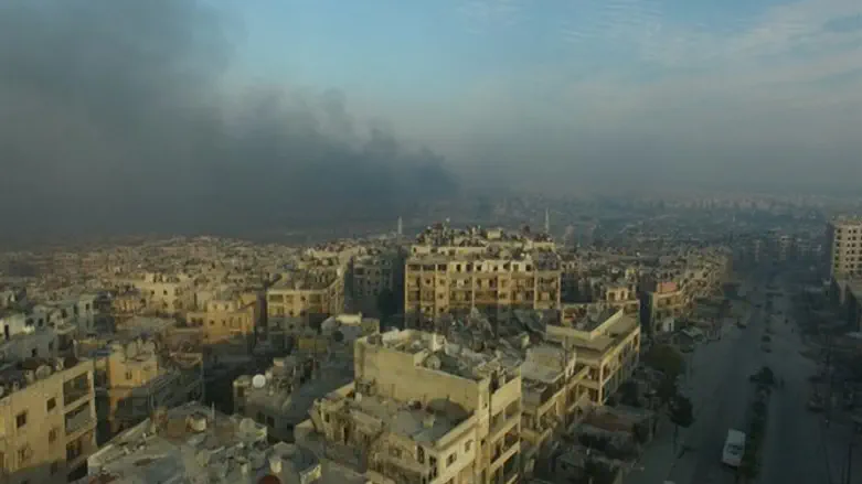 Smoke rises in eastern Aleppo
