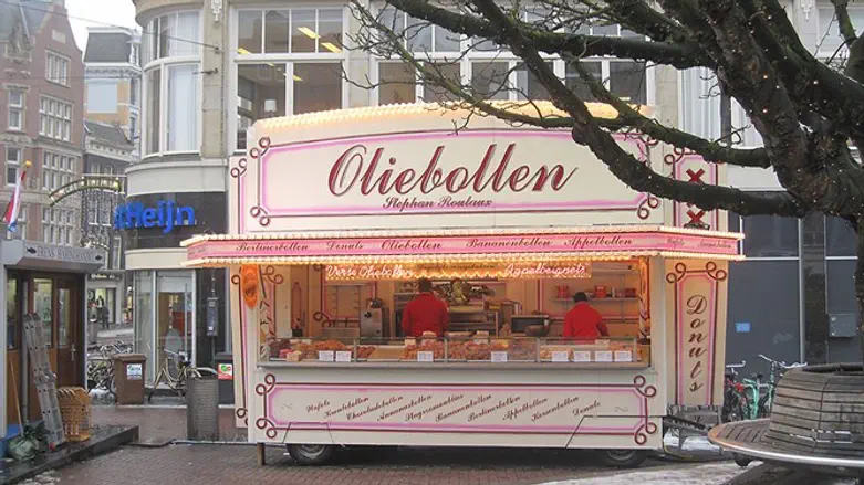 A stall selling oliebollen in Amsterdam in 2015