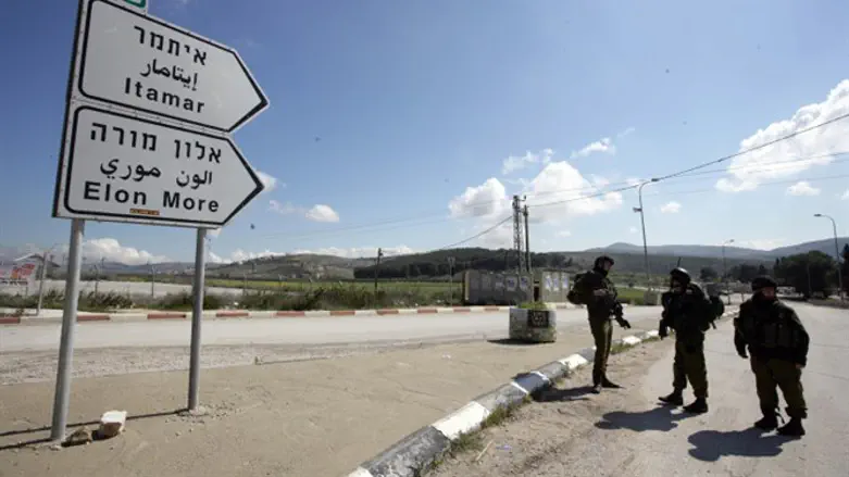 Soldiers stationed near Hawara checkpoint in Samaria