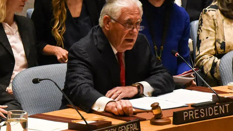 Tillerson speaks at a Security Council meeting