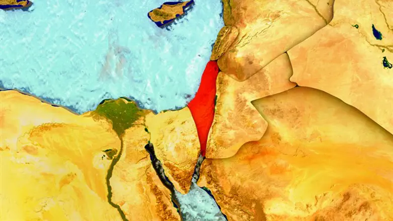 Israel on illustrated globe