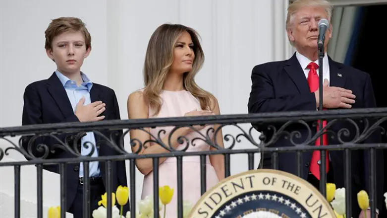 Barron Trump with Melania and President Donald