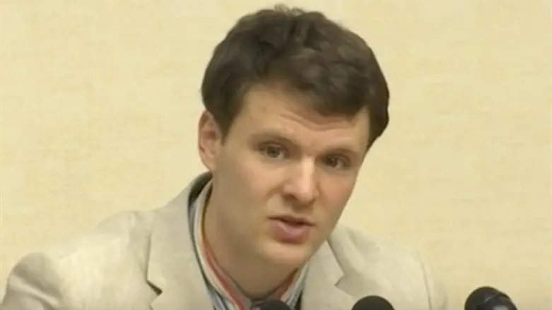 Otto Warmbier confessing to stealing a political poster in North Korea