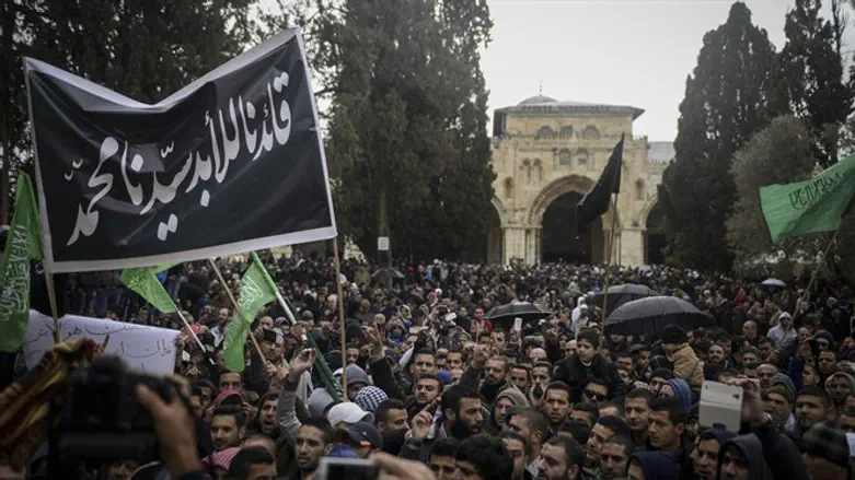 Palestinians on Temple Mount protest Charlie Hebdo after attack