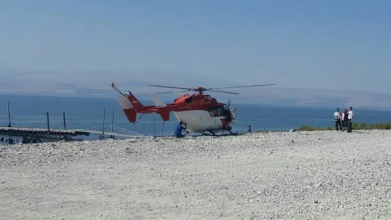 MDA helicopter on Ein Gev beach