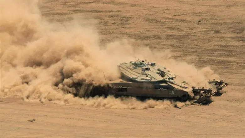 Merkava tank in action