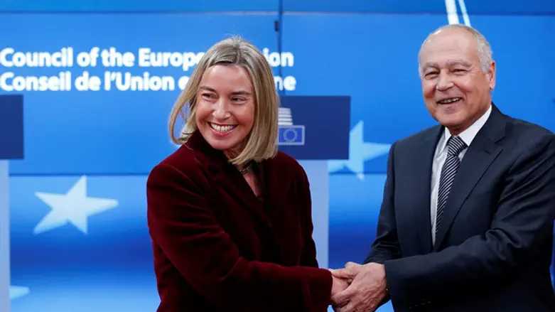 EU's Federica Mogherini and Arab League's Ahmed Aboul Gheit
