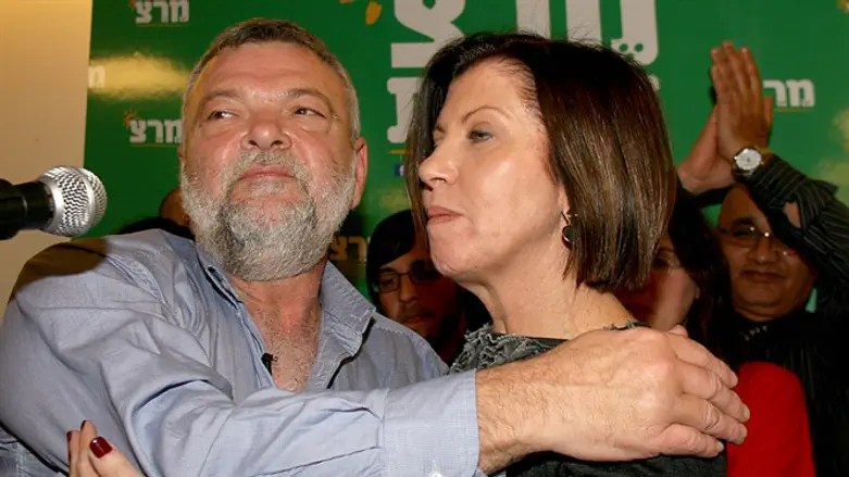 Gilon and Gal-on celebrate Meretz victory, 2012