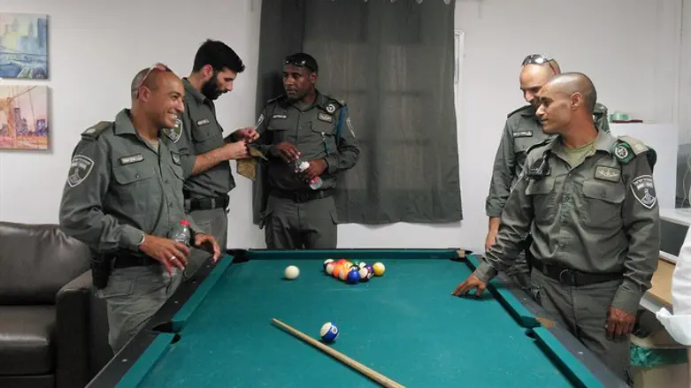 Border Police soldiers in the new rec room