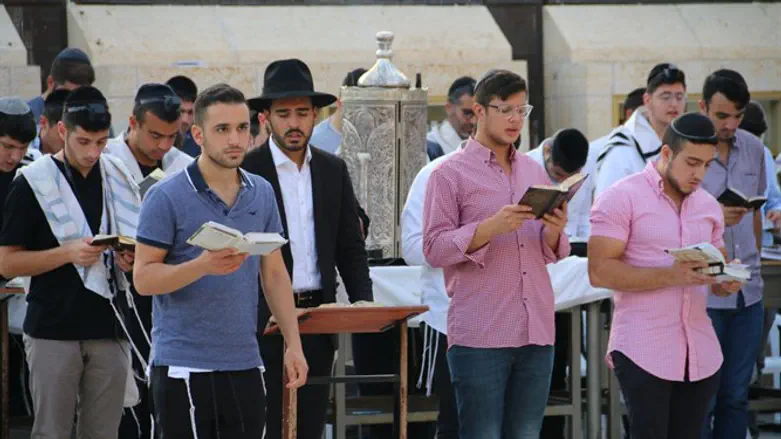 Worshipers today, at the Western Wall