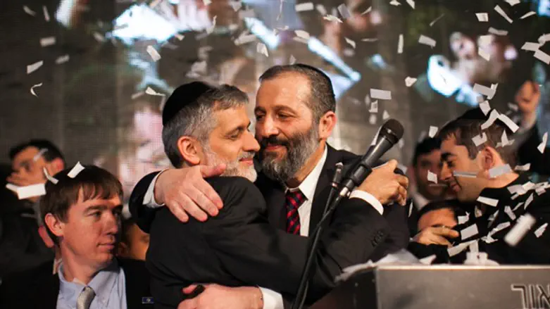 Aryeh Deri and Eli Yishai of Shas during happier days