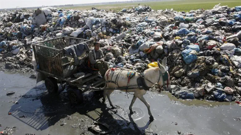 Man collects recyclables from Gaza garbage dump