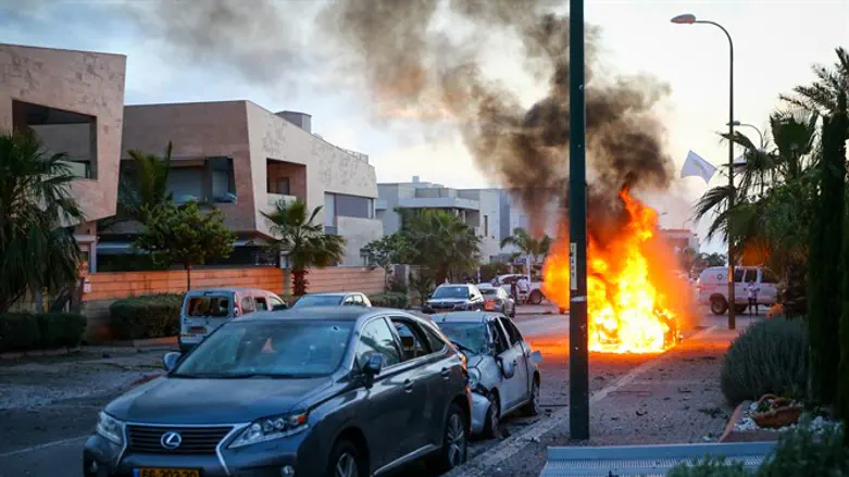 Ashdod car hit by Gaza rocket bursts into flames
