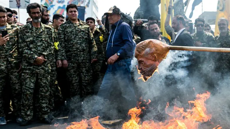 Demonstrators in Iran burn mask of Donald Trump on Al Quds Day May 31st 2019 